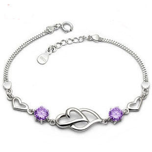 Heart Bracelet with Crystal Accents Sterling Silver