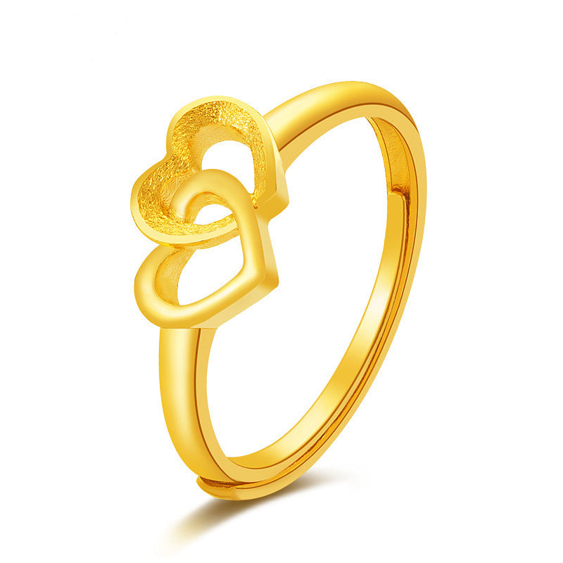 Retro Gold Plated Brass Heart Rings