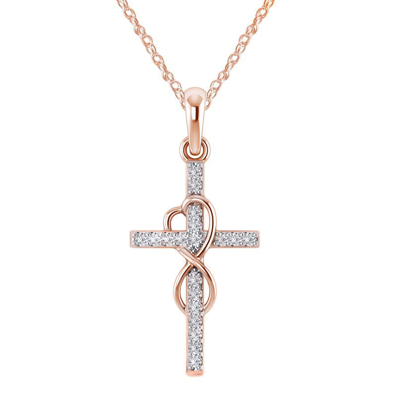 14K Gold Plated Cubic Zirconia Cross Necklace