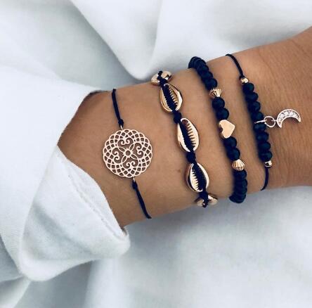Celestial Charm Bead Chain Bracelet Set