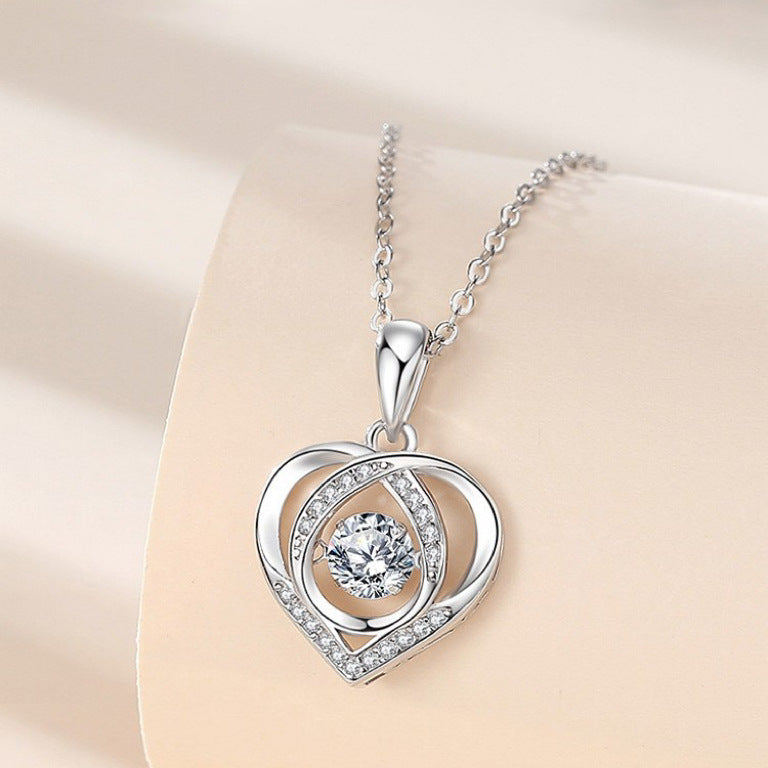 S925 Beating Heart Luxury Rhinestone Necklace