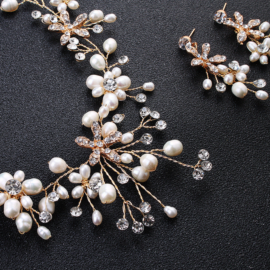 Floral Pearl & Austrian Crystal Wedding Jewelry Set