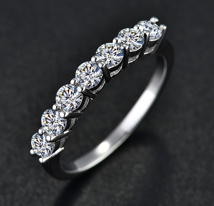 Dazzling Round Cut Moissanite Ring in Sterling Silver
