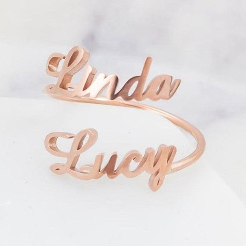 Custom Engraved Double Name Ring