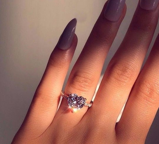 Heart-Shaped Zircon Engagement Ring