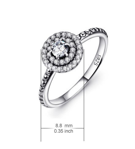 Gold-Plated 925 Sterling Silver Diamante Ring with Zircon Accents