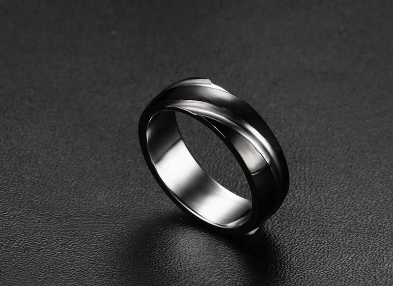 Men's Bicolor Titanium Steel Twill Ring