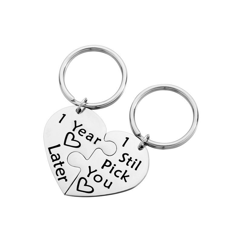 Titanium Steel Peach Heart Keychain