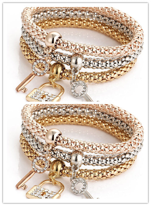 Tricolor Stretch Popcorn Chain Bracelet Set