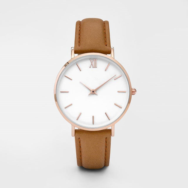 Simple & Stylish Women's Leather Quartz Watch