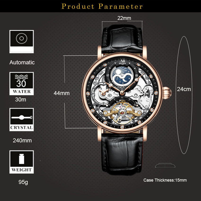 KINYUED Skeleton Automatic Mechanical Watch