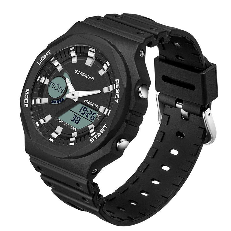 Multifunctional Sports Watch: 50M Waterproof & Dual Display
