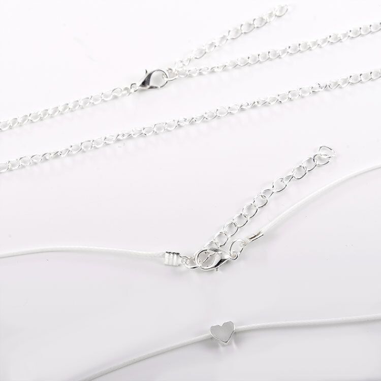 Boho Layered Silver Heart Anklet