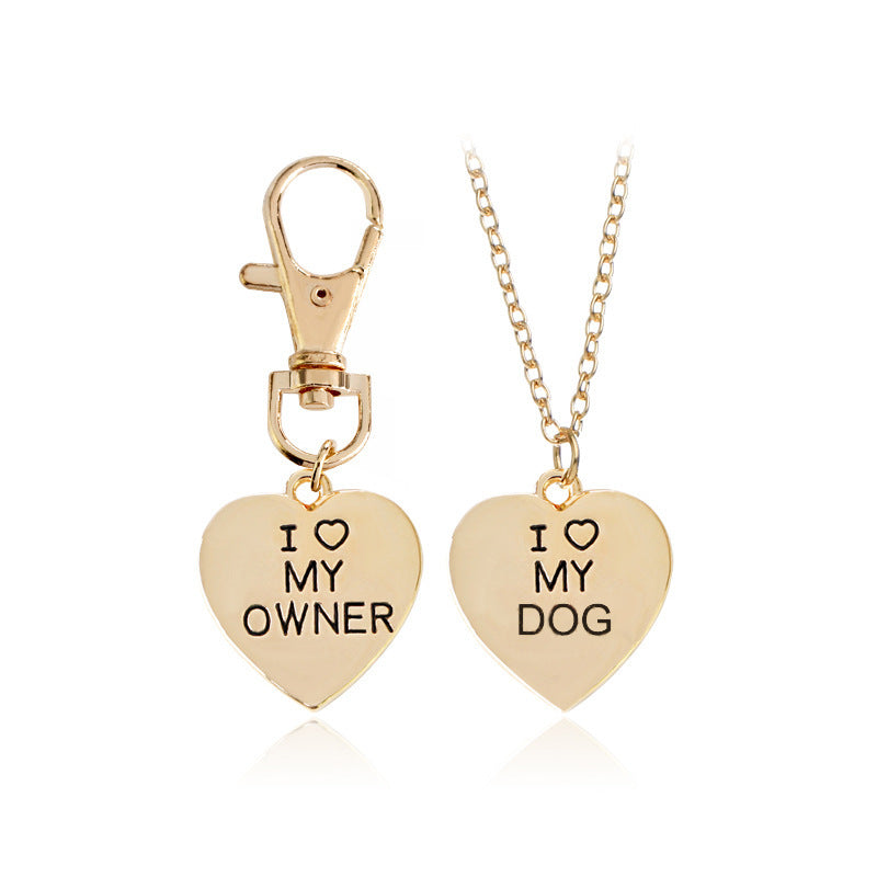 "I Love My Dog" Bone & Heart Necklace Set