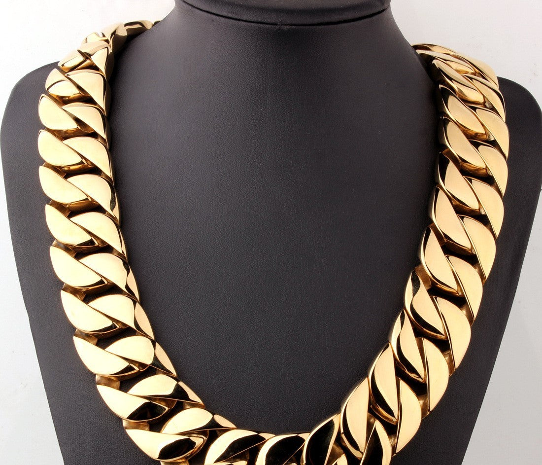Men's Heavy 18K Gold Plated Cuban Chain Necklace