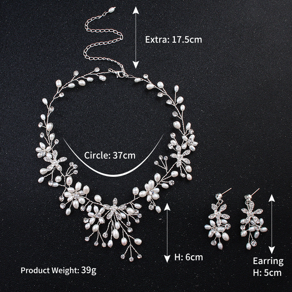 Floral Pearl & Austrian Crystal Wedding Jewelry Set