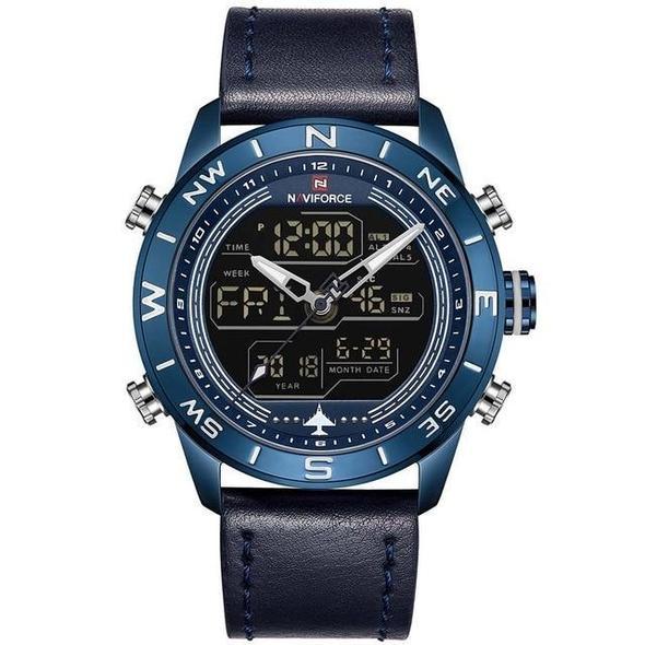 NAVIFORCE 9144 Men's Gold Sport LED Analog Digital Watch