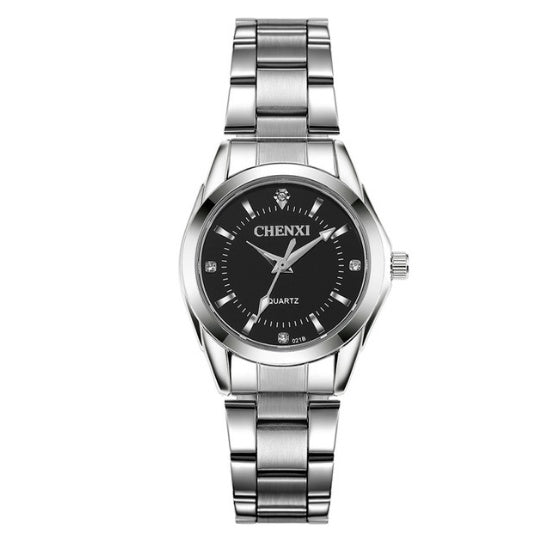 Luxury Crystal Dial Stainless Steel Quartz Watch for Women