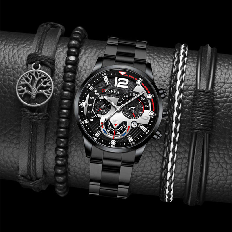 Men's Business Quartz Watch & Bracelet Set