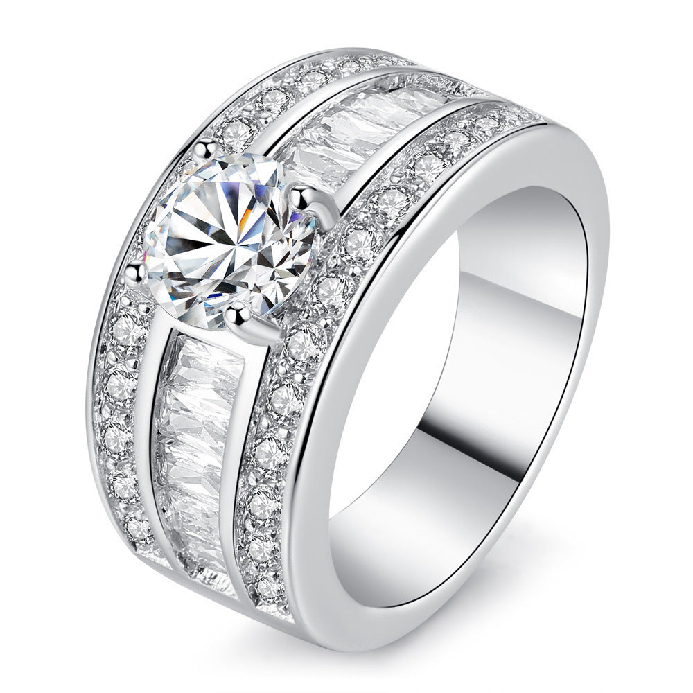 Princess Cut Silver Zircon Ring
