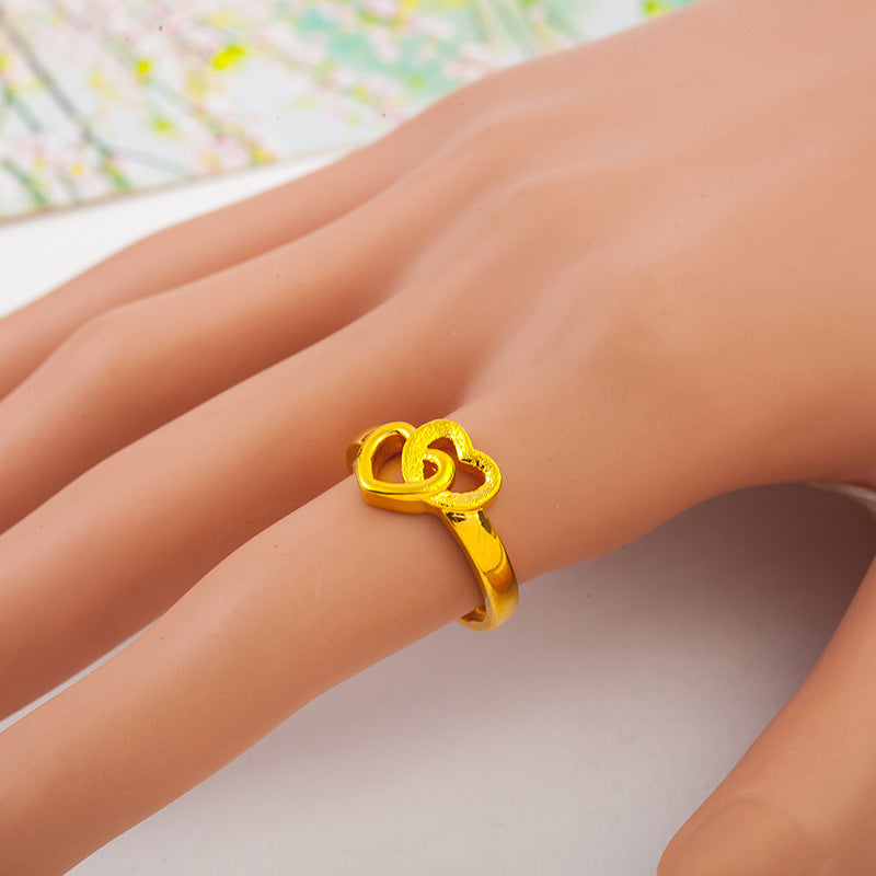 Retro Gold Plated Brass Heart Rings