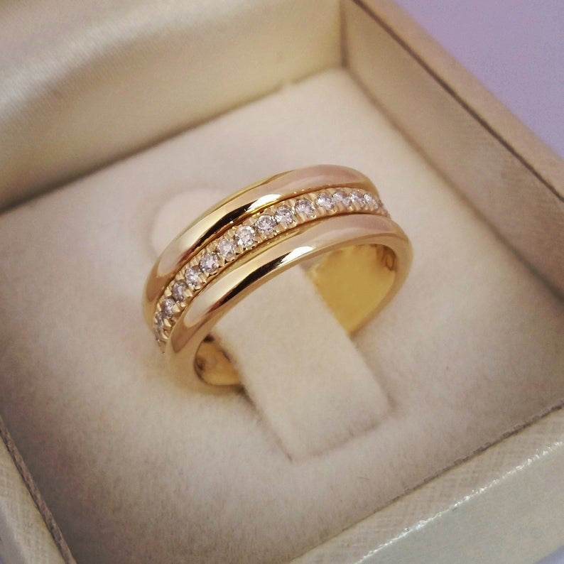 Gold Zircon Inlaid Geometric Fashion Ring