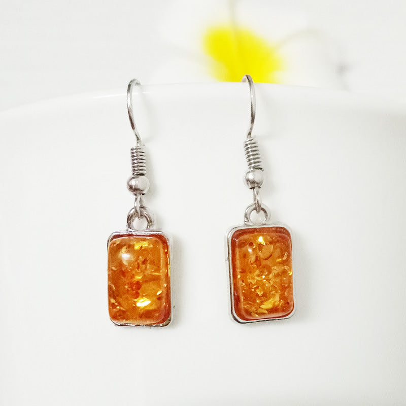 African Style Square Oval Amber Jewelry Set