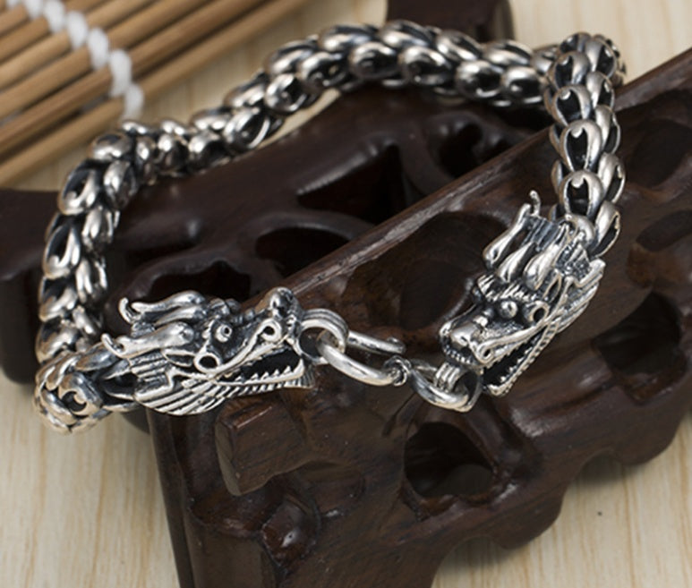 Men's Sterling Silver Dragon Bracelet