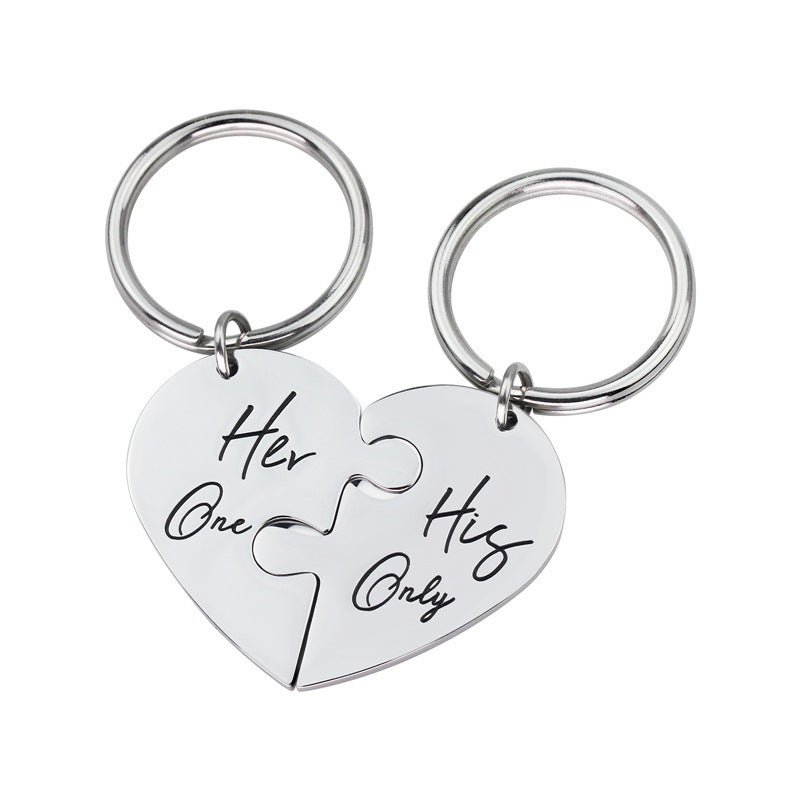 Titanium Steel Peach Heart Keychain
