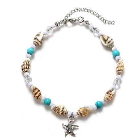 Retro Bohemian Beach Anklet with Ocean Charms
