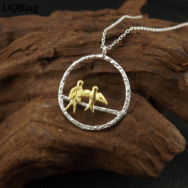 Elegant Sterling Silver Bird Pendant Necklace