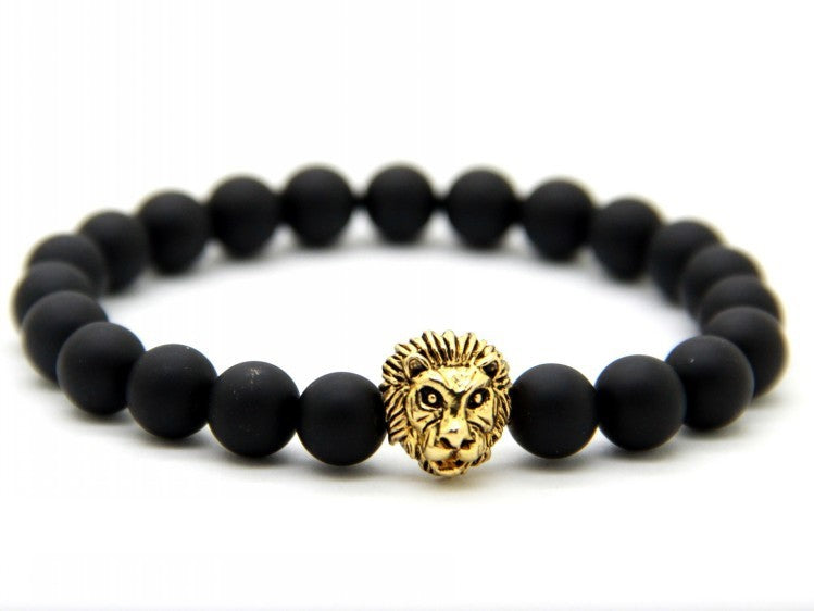 Majestic Lion Carved Stone Bracelet