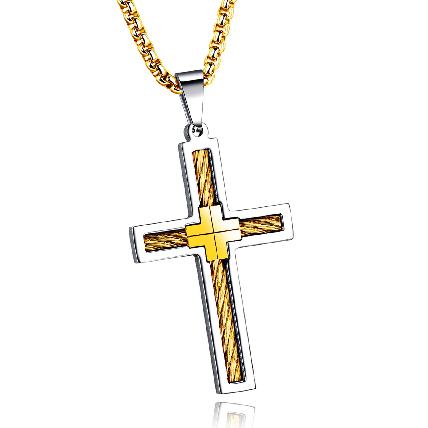 Men's Titanium Steel Wire Cross Pendant Necklace