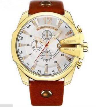 Fashionable Large Dial Decorated Three-Eye Men's Watch