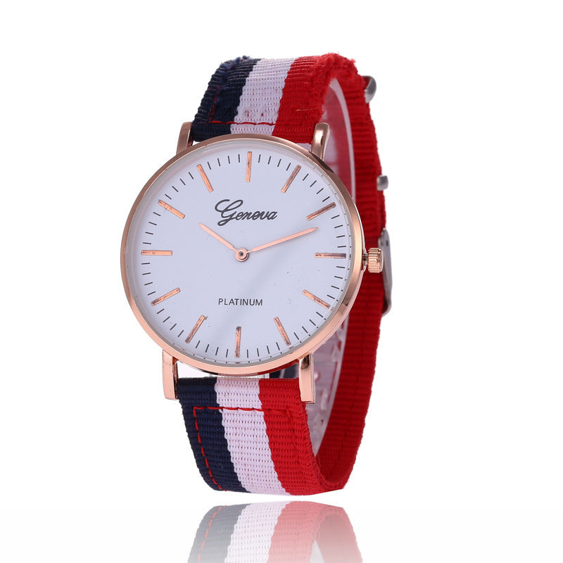 Striped Nylon Unisex Quartz Watch