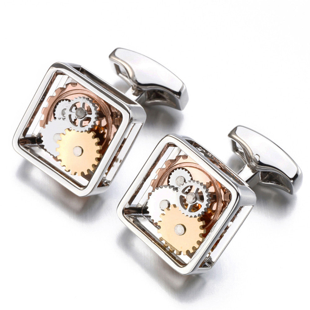 Men's Non-Functional Square Gear Cufflinks