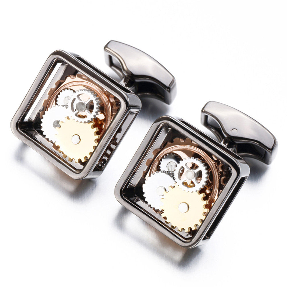 Men's Non-Functional Square Gear Cufflinks