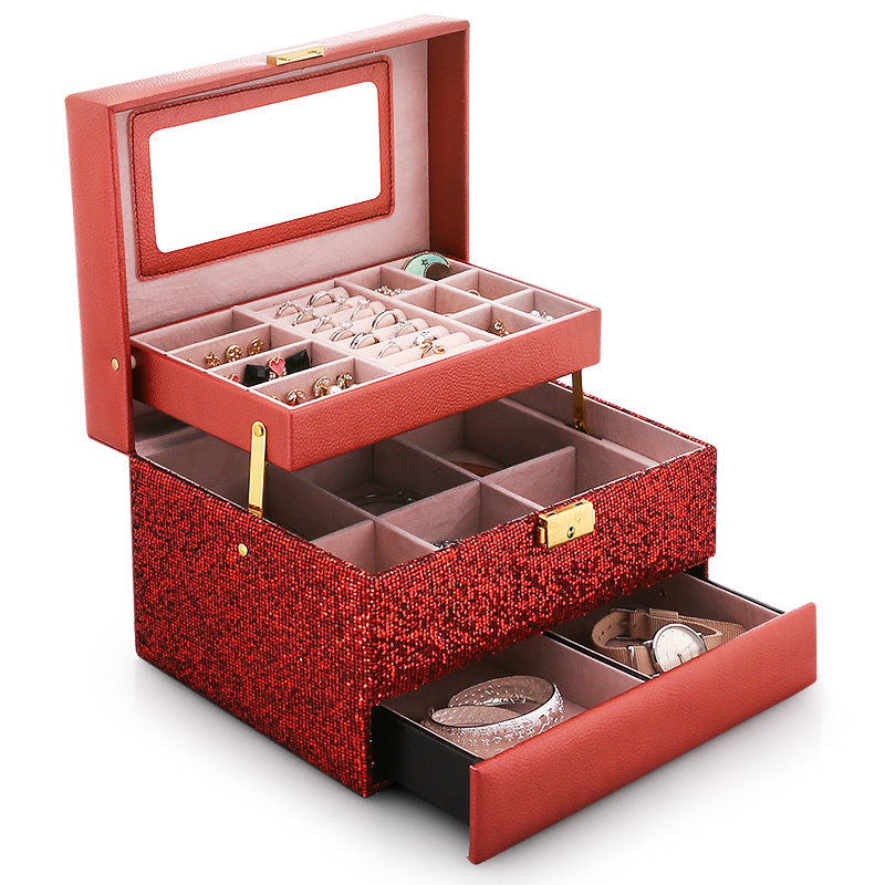 Glittering PU Leather Jewelry Storage Box