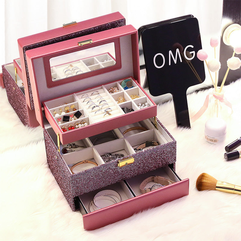 Glittering PU Leather Jewelry Storage Box