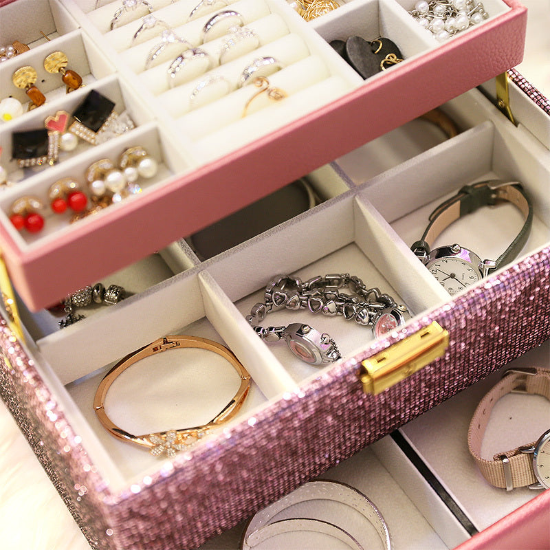 Glittering PU Leather Jewelry Storage Box