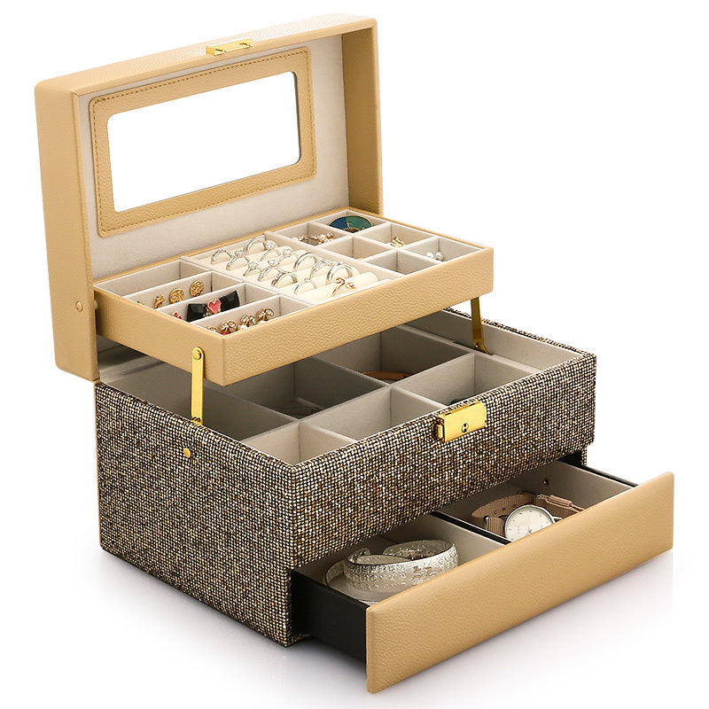 Glittering PU Leather Jewelry Storage Box