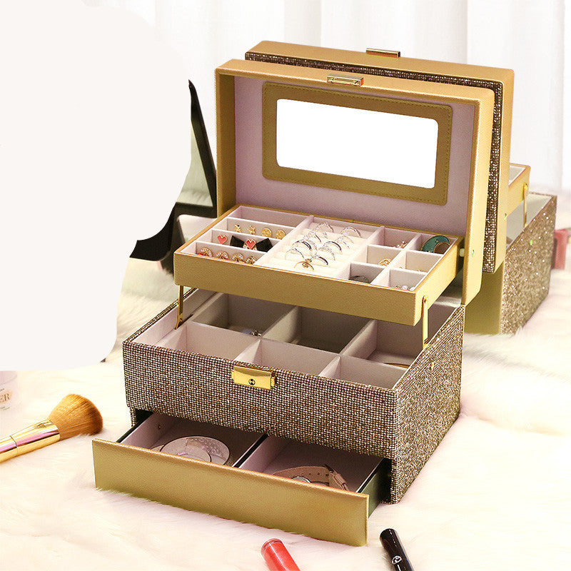 Glittering PU Leather Jewelry Storage Box