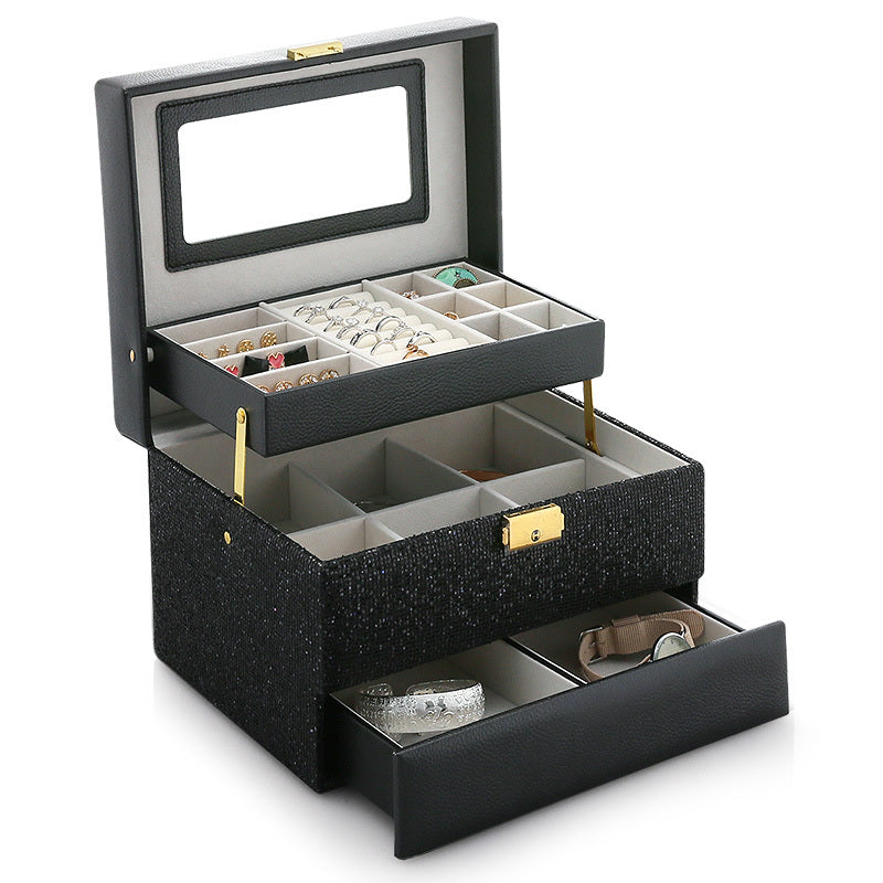 Glittering PU Leather Jewelry Storage Box