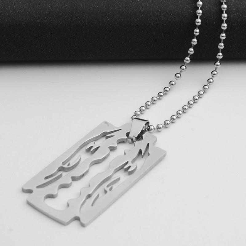 Men's Titanium Steel Blade Pendant Necklace