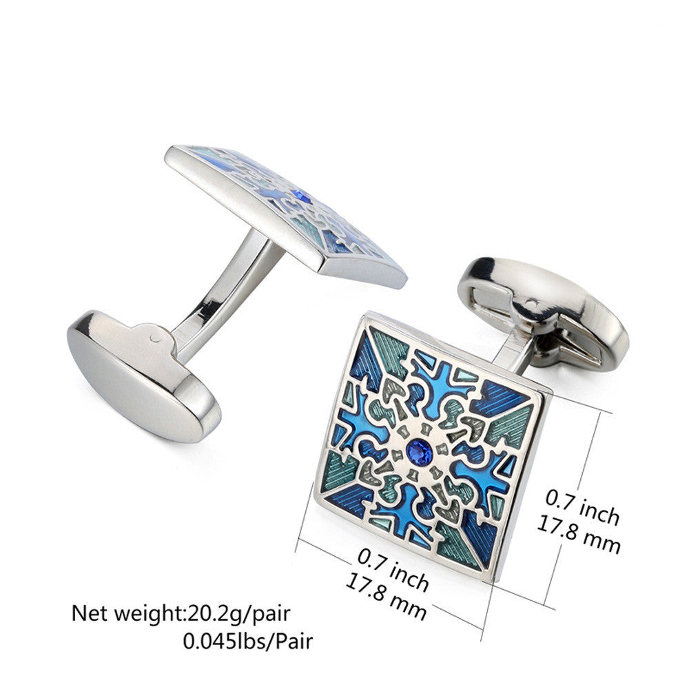 Blue Grid Copper French Cufflinks for Men