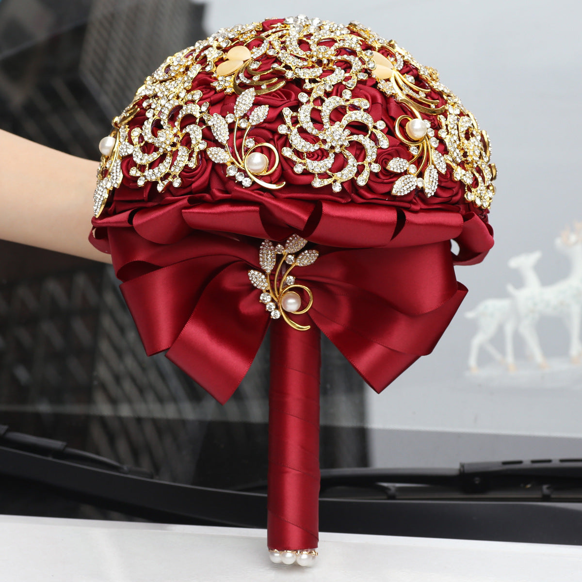 Luxurious Golden Full Diamond Bridal Bouquet