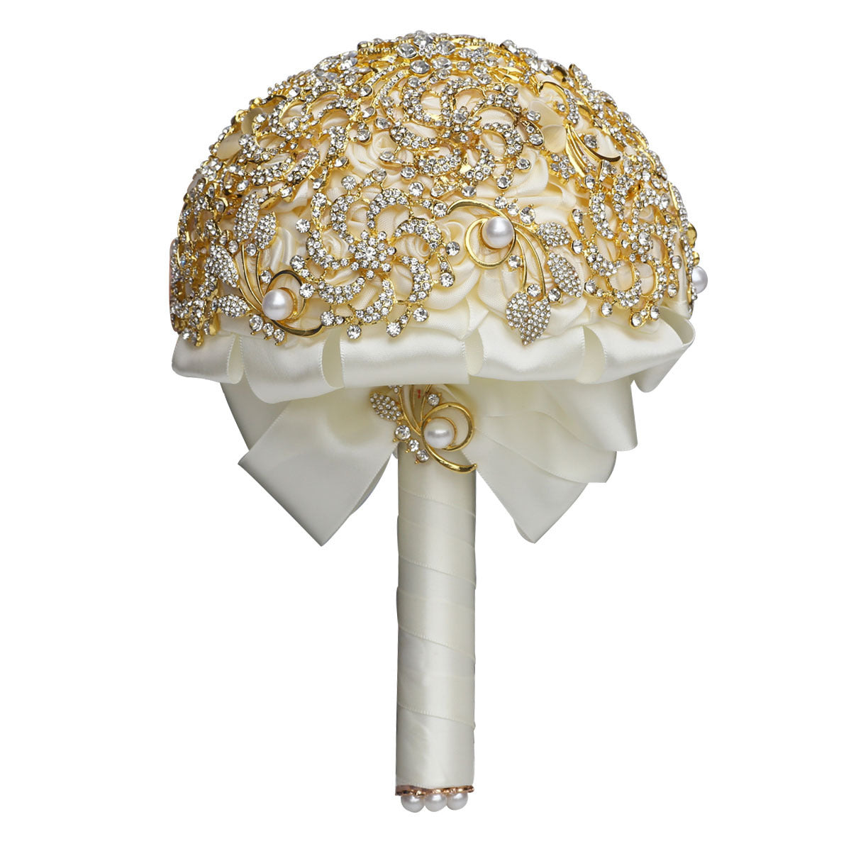 Luxurious Golden Full Diamond Bridal Bouquet