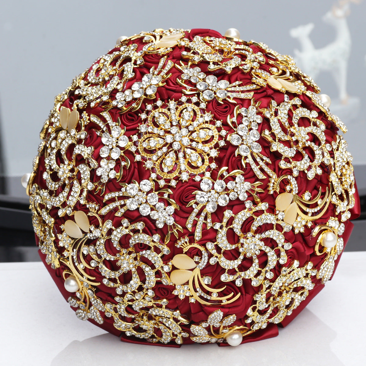 Luxurious Golden Full Diamond Bridal Bouquet