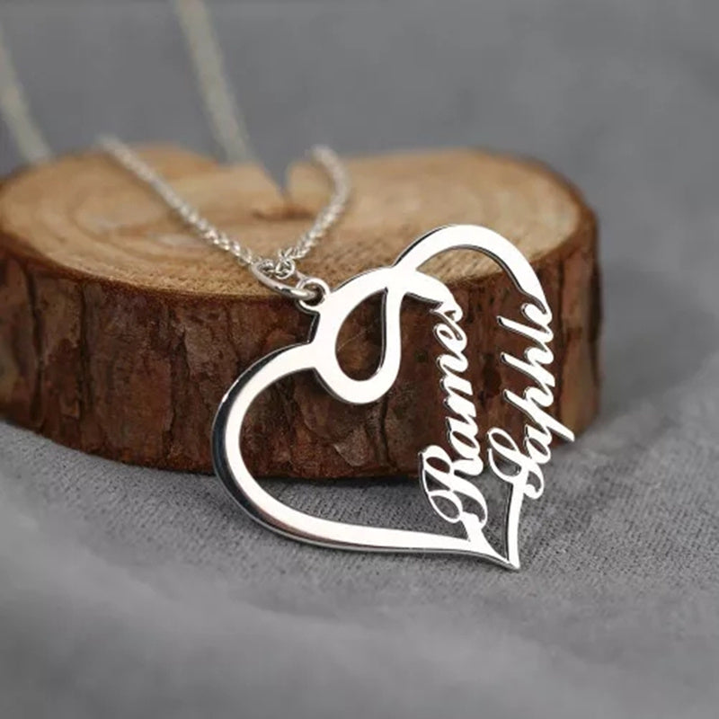 Custom Merged Double Heart Name Necklace