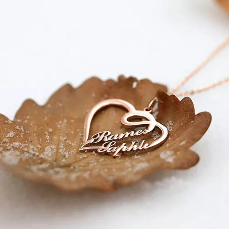 Custom Merged Double Heart Name Necklace